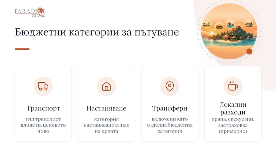 Бюджетни категории за разходите при островно пътуване