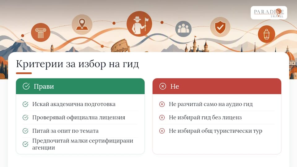 Инфографика за избор на квалифициран исторически екскурзовод