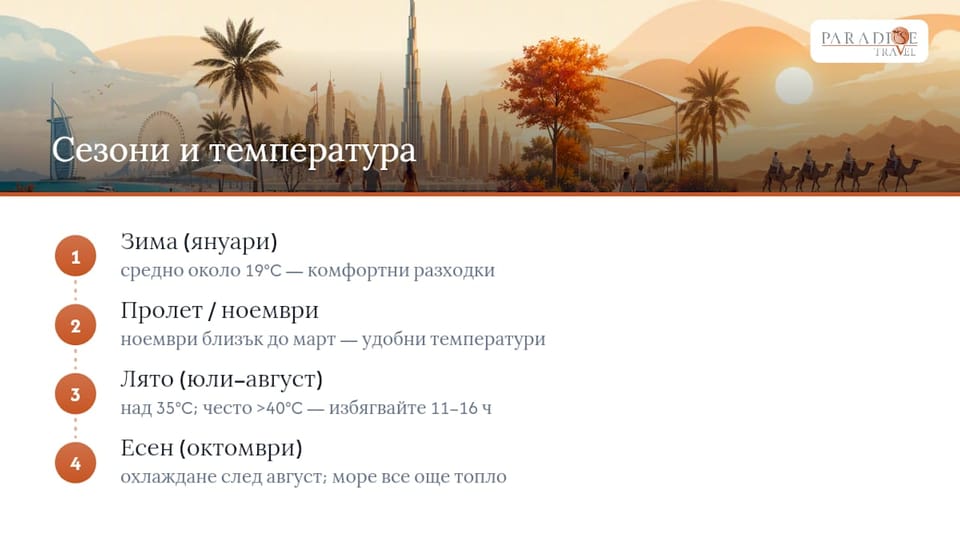 Сезонни температурни върхове в Дубай