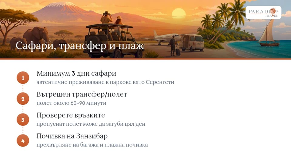 От сафари до почивка на Занзибар – поредица от преживявания